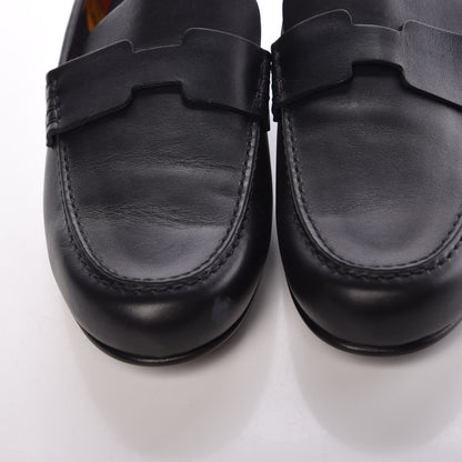Hermes Calfskin Cotton Canvas Lining Womens Kennedy Loafers 41 Black 8 of 9