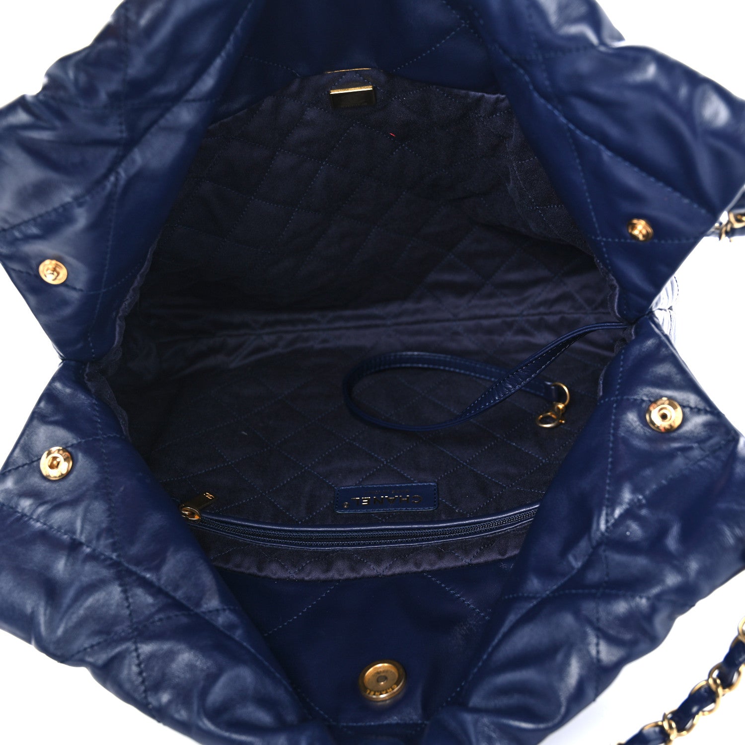 Chanel Shiny Calfskin Quilted Small Chanel 22 Navy 6 of 11