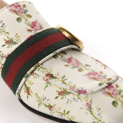 Gucci Calfskin Web Pearl Floral Embellished Peyton Loafer 37 White Multicolor 10 of 11