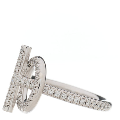 Hermes 18K White Gold Pave Diamond PM Echappee Ring 50 5.5 3 of 7