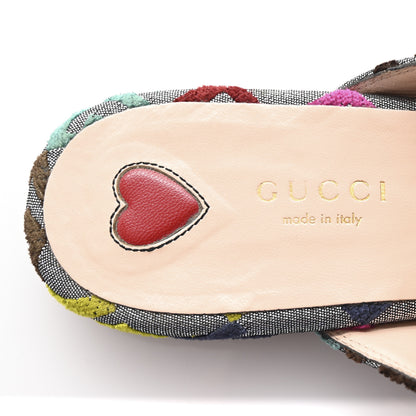 Gucci Velvet Lurex Square G Womens Princetown Slippers 37.5 Silver Multicolor 8 of 10