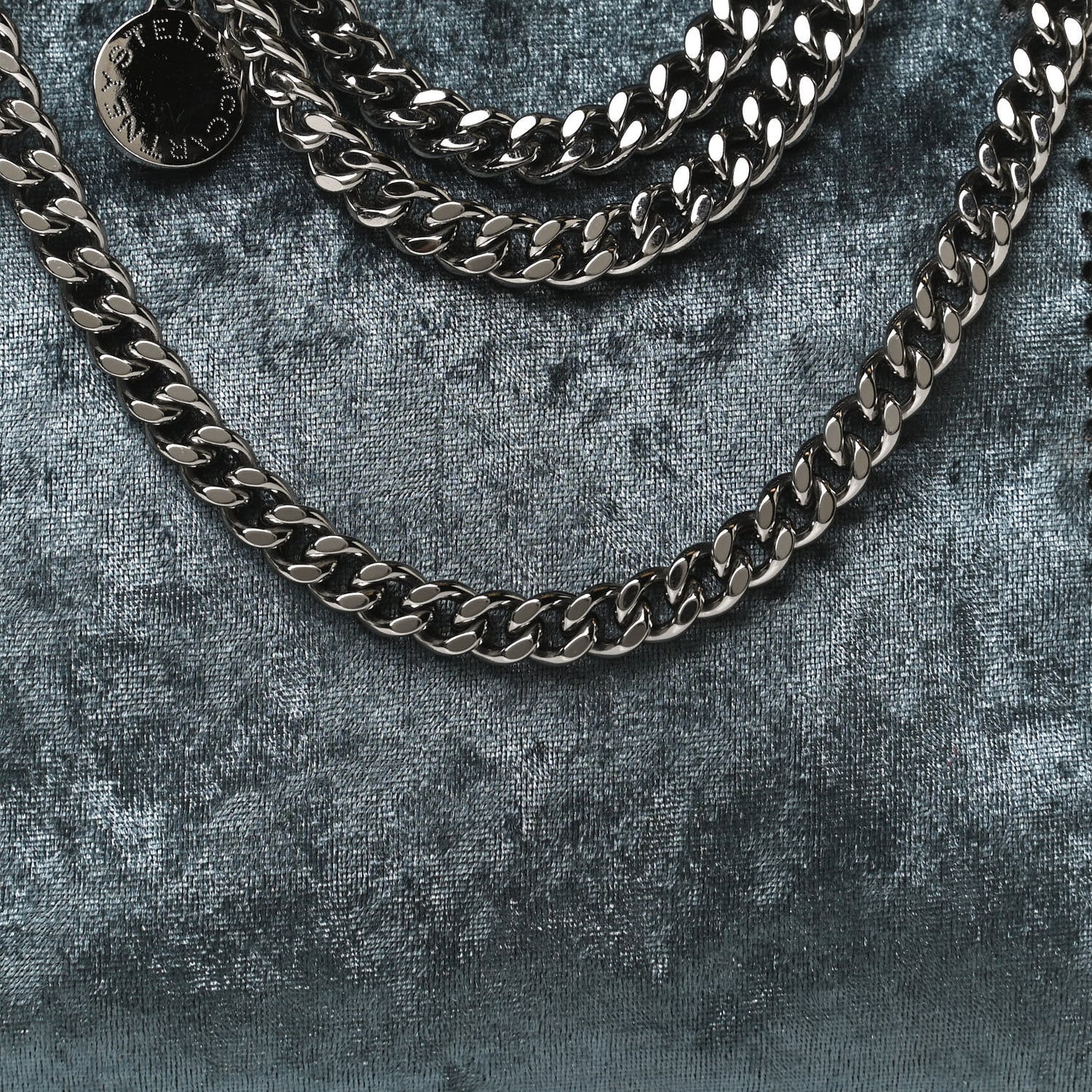Crushed Velvet Tiny Falabella Tote Blue