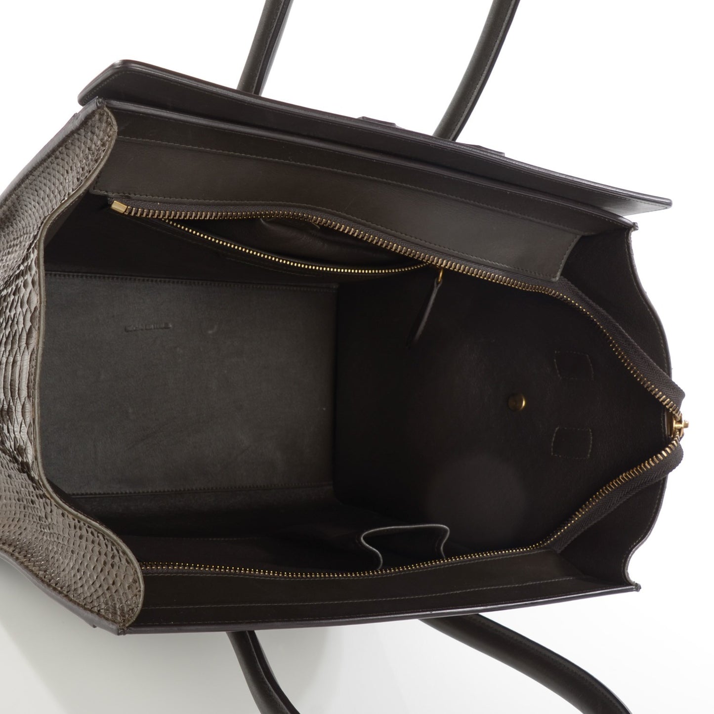 Python Smooth Calfskin Mini Tri-Color Luggage Khaki