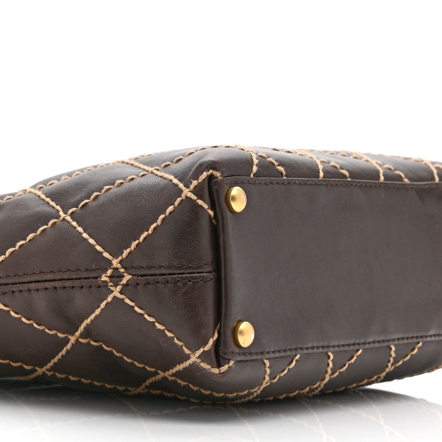 Calfskin Wild Stitch Tote Brown