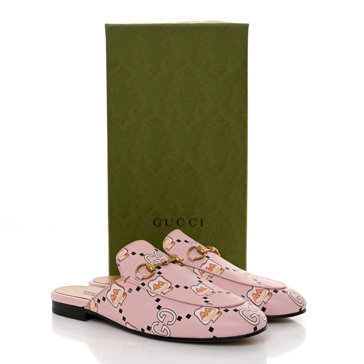 X PIKARAR Calfskin Monogram Print Womens Princetown Slippers 38 Pink Multicolor