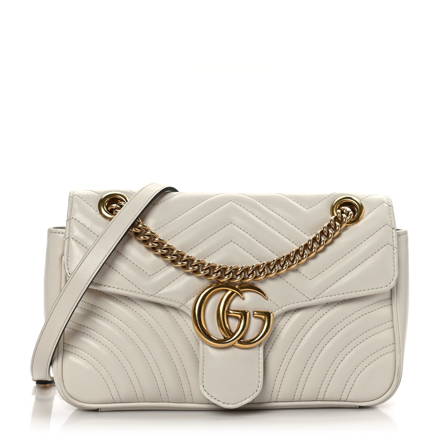 Gucci Calfskin Matelasse Small GG Marmont Shoulder Bag White 1 of 10