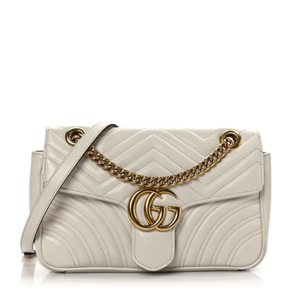 Gucci Calfskin Matelasse Small GG Marmont Shoulder Bag White 1 of 10
