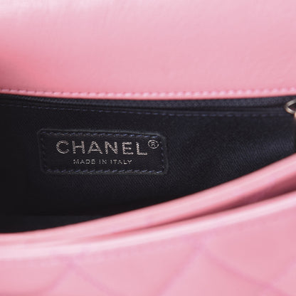 Chanel Shiny Goatskin Quilted Small Double Carry Waist Chain Flap Pink 7 of 9