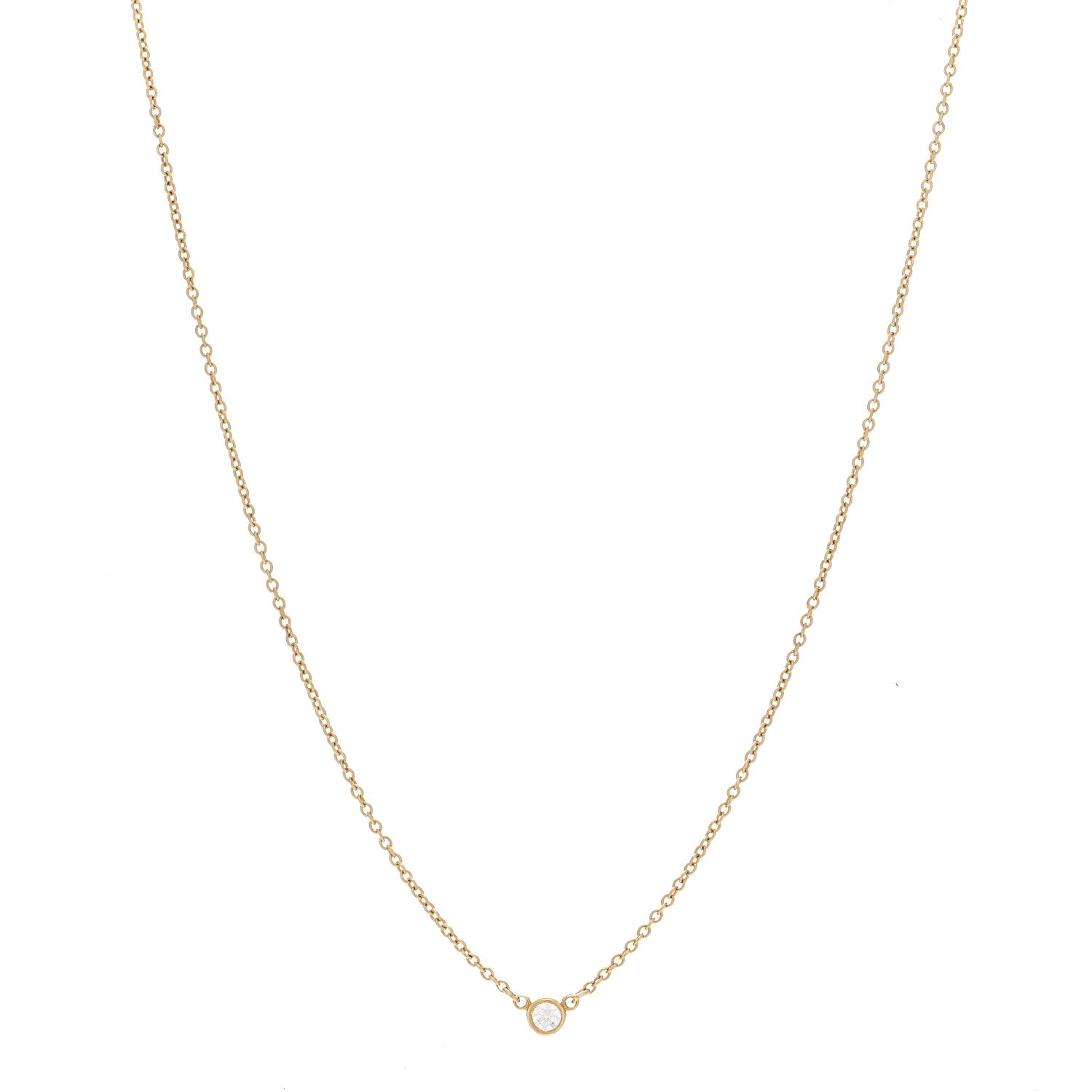 Tiffany 18K Yellow Gold Diamond .05ct Elsa Peretti Diamonds by the Yard Pendant Necklace 1 of 5