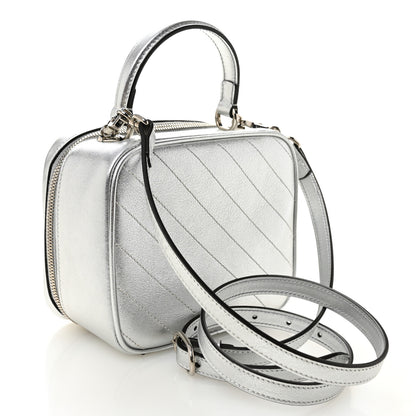 Gucci Metallic Sakai Be Green Calfskin Diagonal Stitched Blondie Top Handle Bag Silver 3 of 10