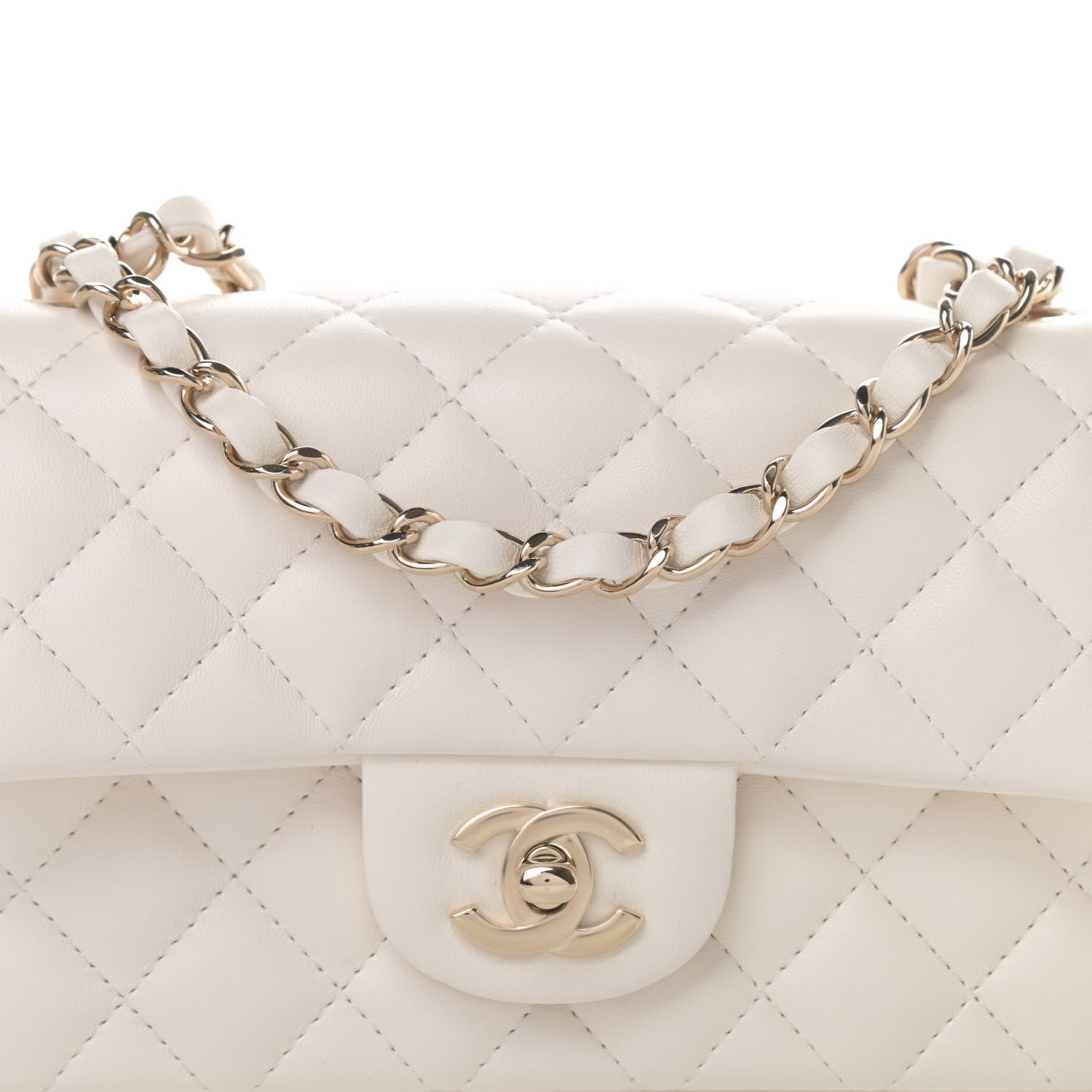 Chanel Lambskin Quilted Mini Rectangular Flap White 8 of 11