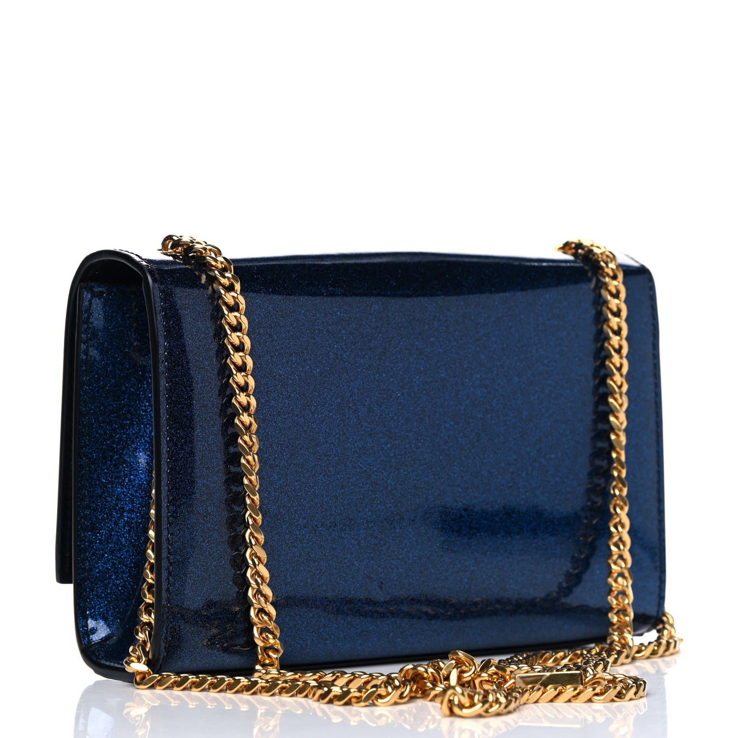 Glitter Patent Small Monogram Kate Satchel Cobalt