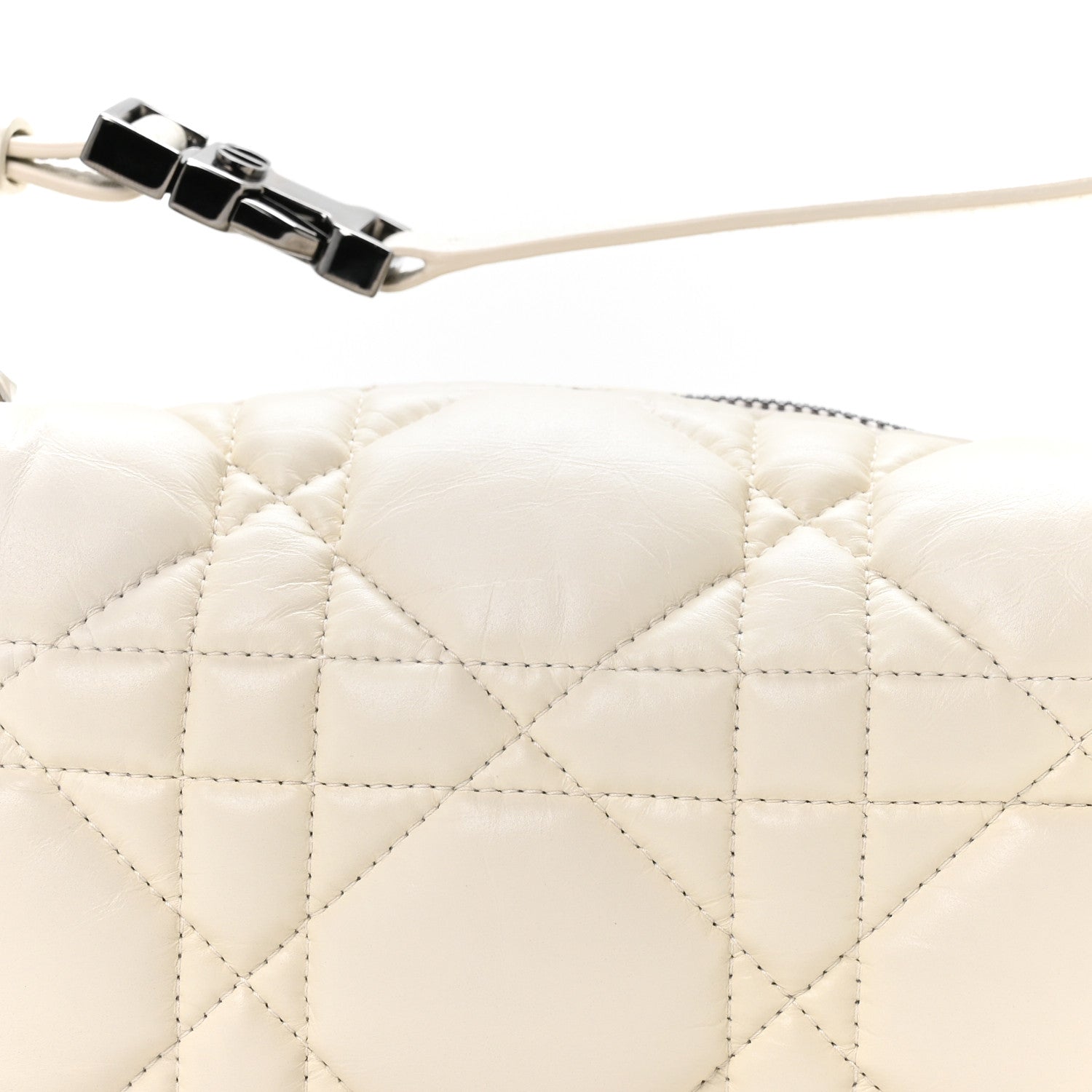 Christian Dior Calfskin Macrocannage Medium Diortravel Nomad Pouch Off White 8 of 12