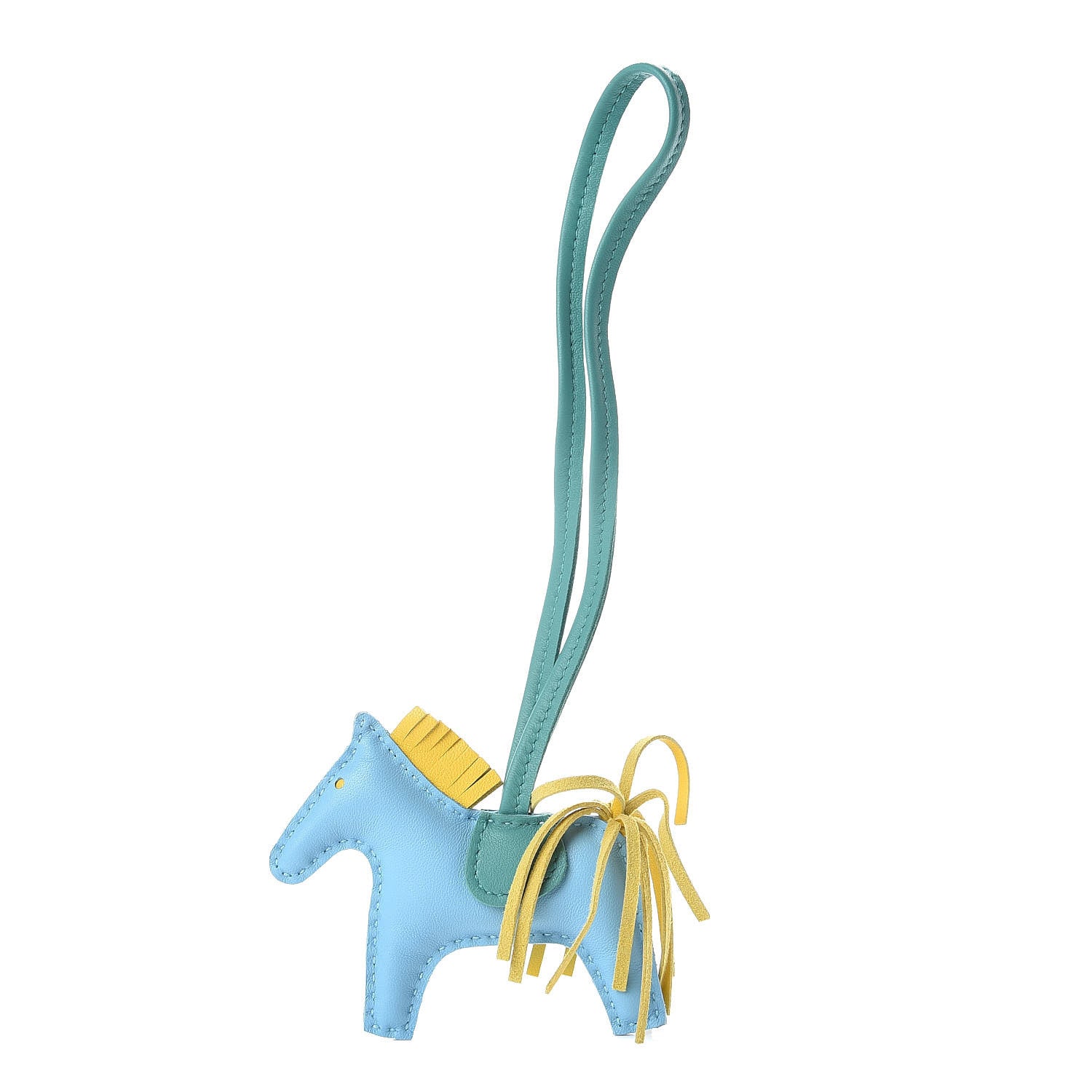 Hermes Milo Lambskin Grigri Rodeo Horse Bag Charm PM Celeste Jaune de Naples Vert Verone 1 of 5