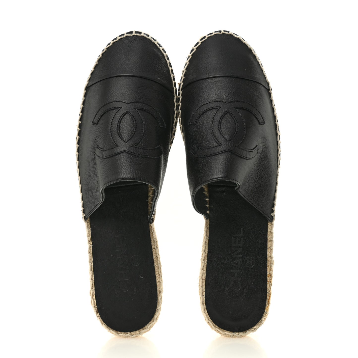 Calfskin CC Espadrille Mules 41 Black