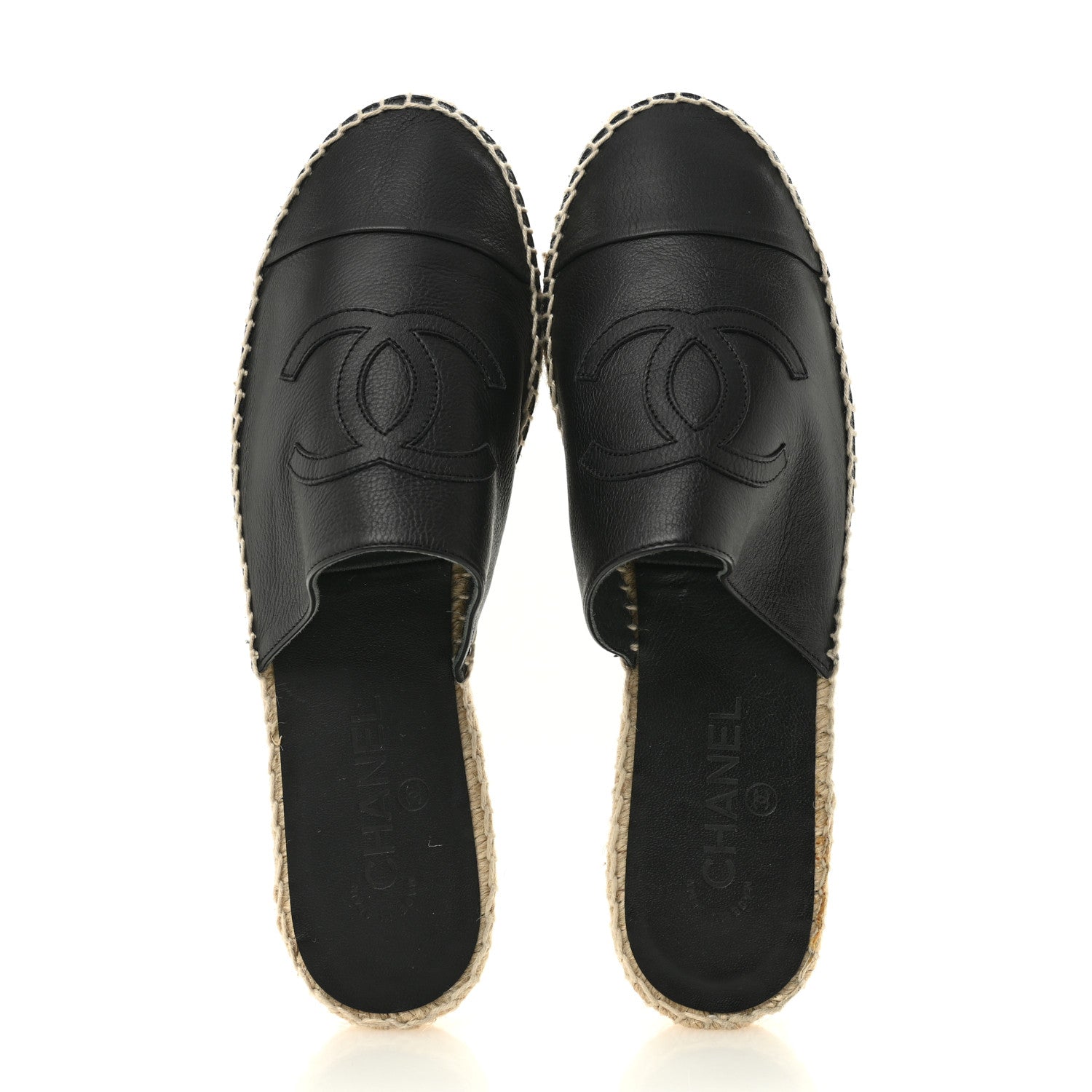 Chanel Calfskin CC Espadrille Mules 41 Black 2 of 10