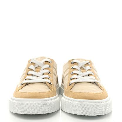Hermes Fabric Ribbed Suede Goatskin Deep Sneakers 36 Beige Crin 2 of 10