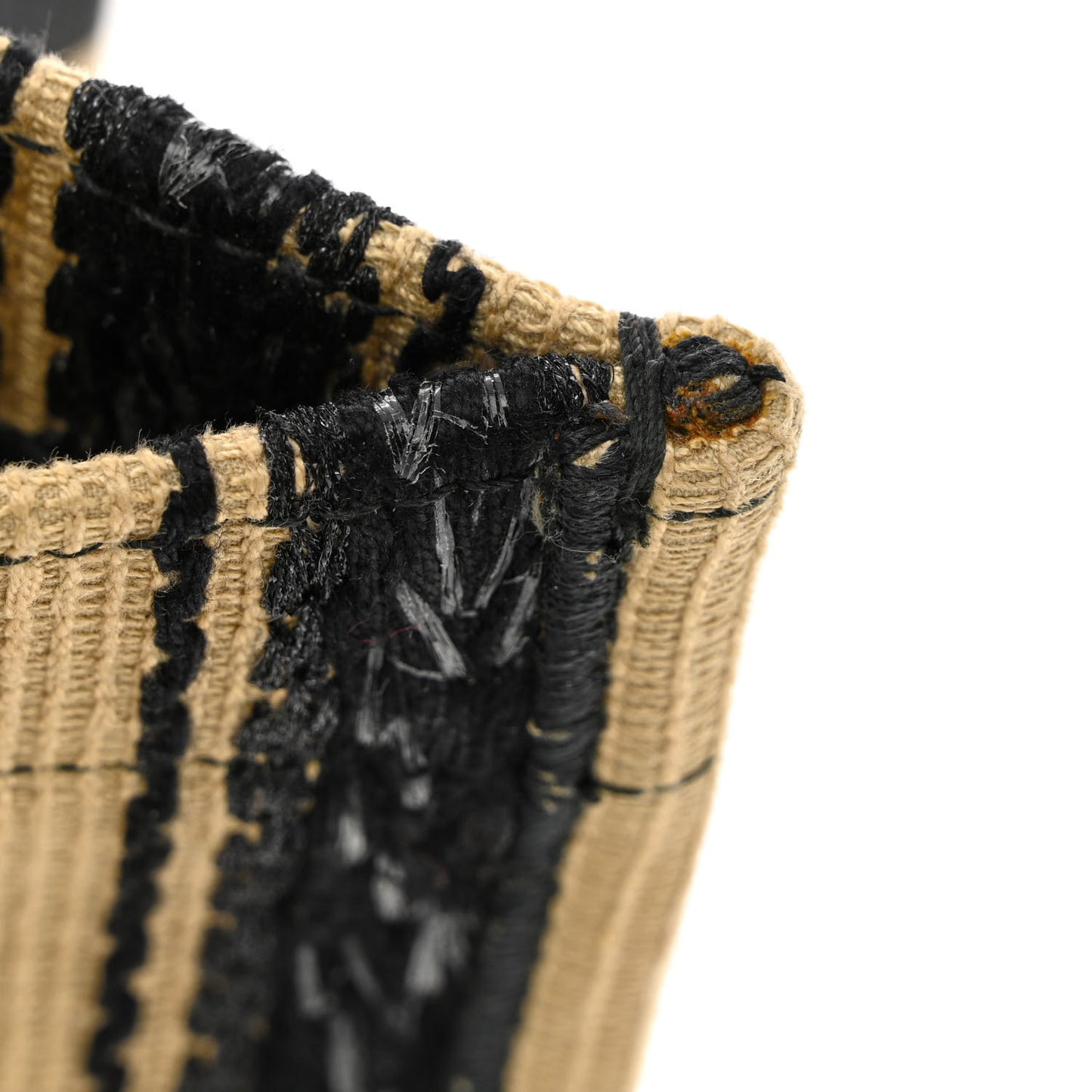 Canvas Embroidered Medium Bayadere Book Tote Black Beige