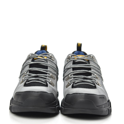 Gucci X SEGA Mesh Technical Canvas Calfskin Reflective Mens Flashtrek Sneakers 9 Silver Black 2 of 8