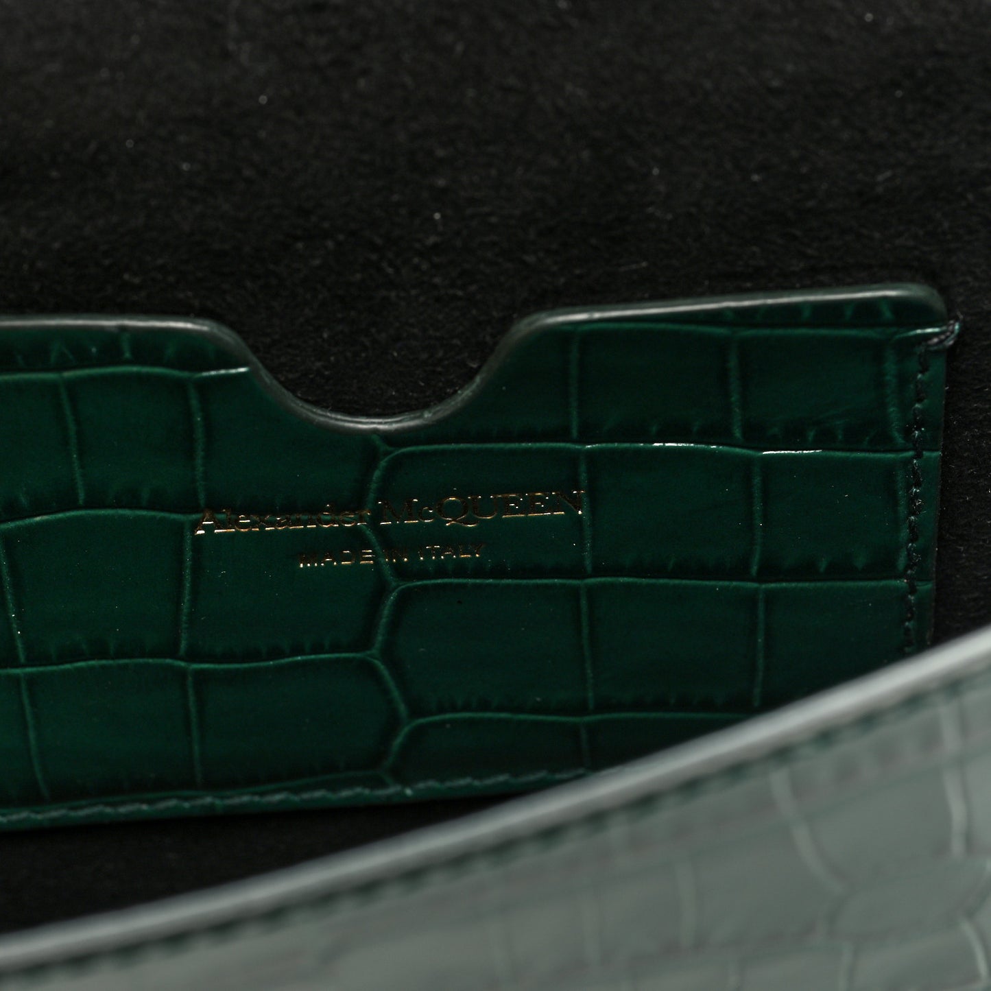 Calfskin Crocodile Embossed Skull Mini Crossbody Bag Green