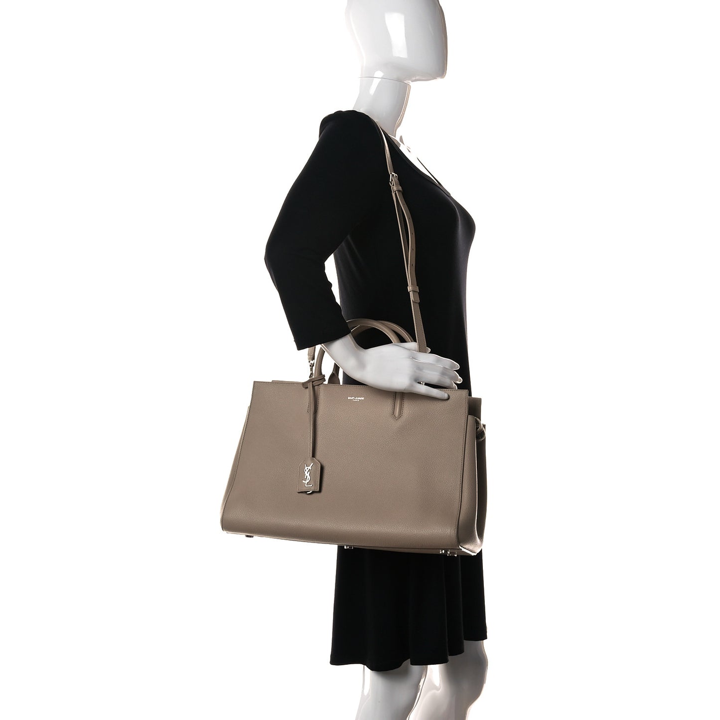 Calfskin Medium Rive Gauche Cabas Dark Beige