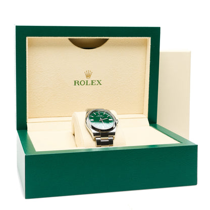 Rolex Stainless Steel 36mm Oyster Perpetual Watch Green 126000 5 of 5
