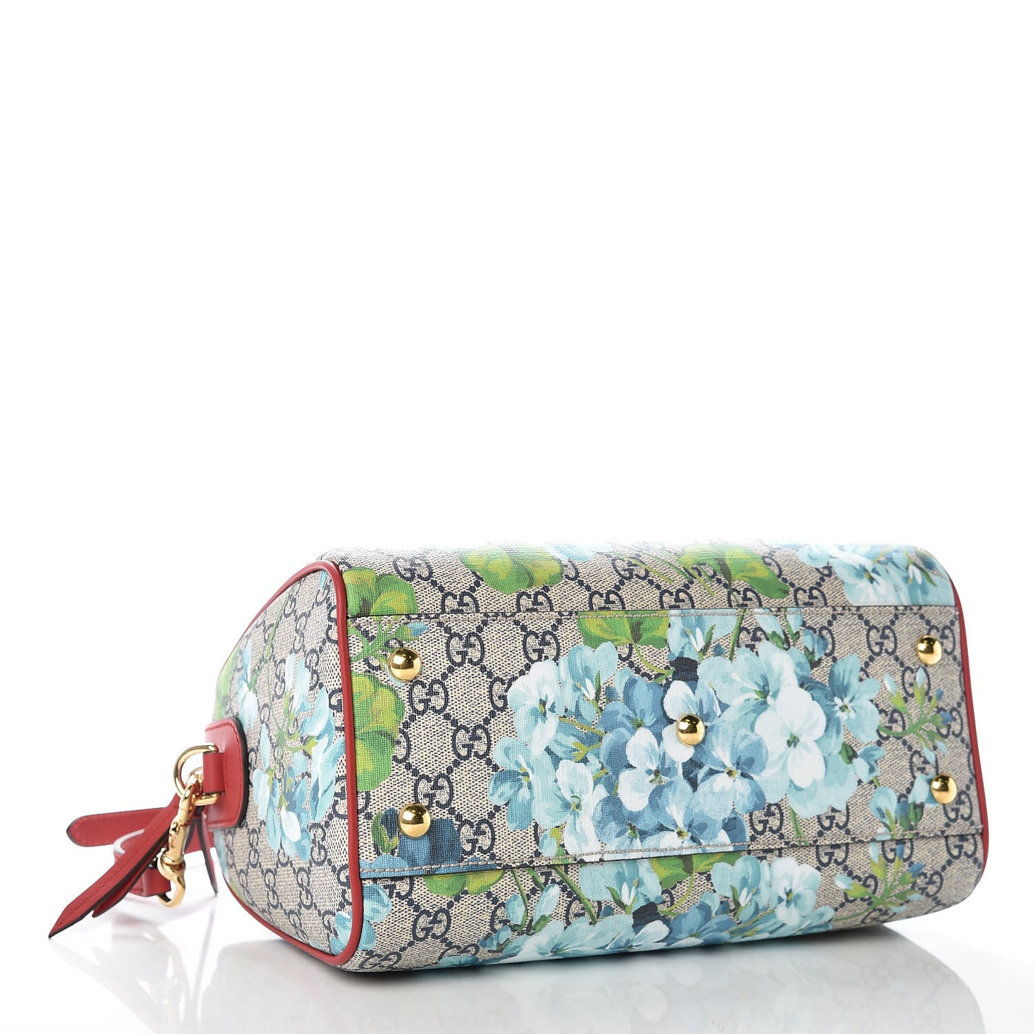 Gucci GG Supreme Monogram Blooms Small Boston Beige Blue Navy Hibiscus Red 4 of 9