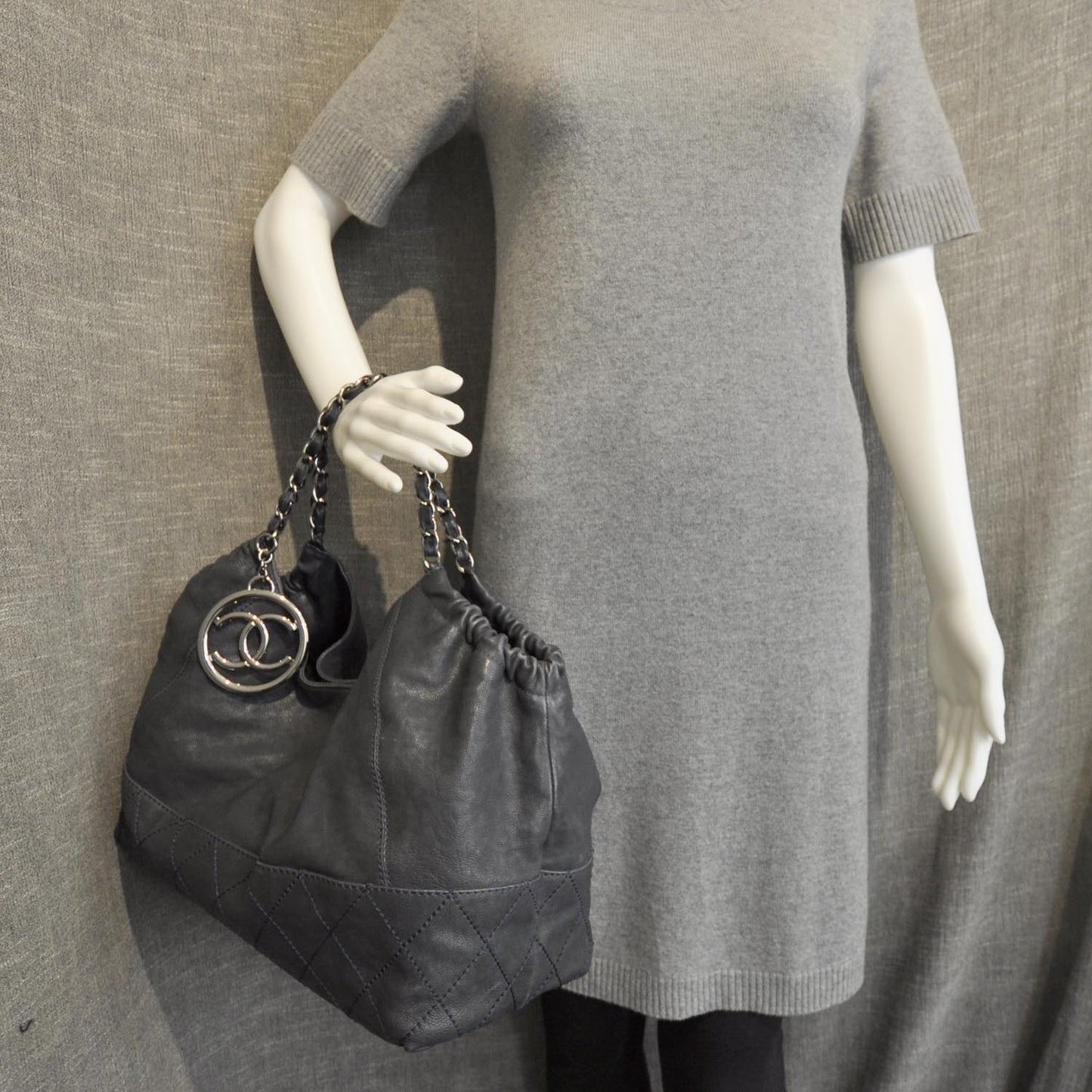 Leather Coco Cabas Navy Blue