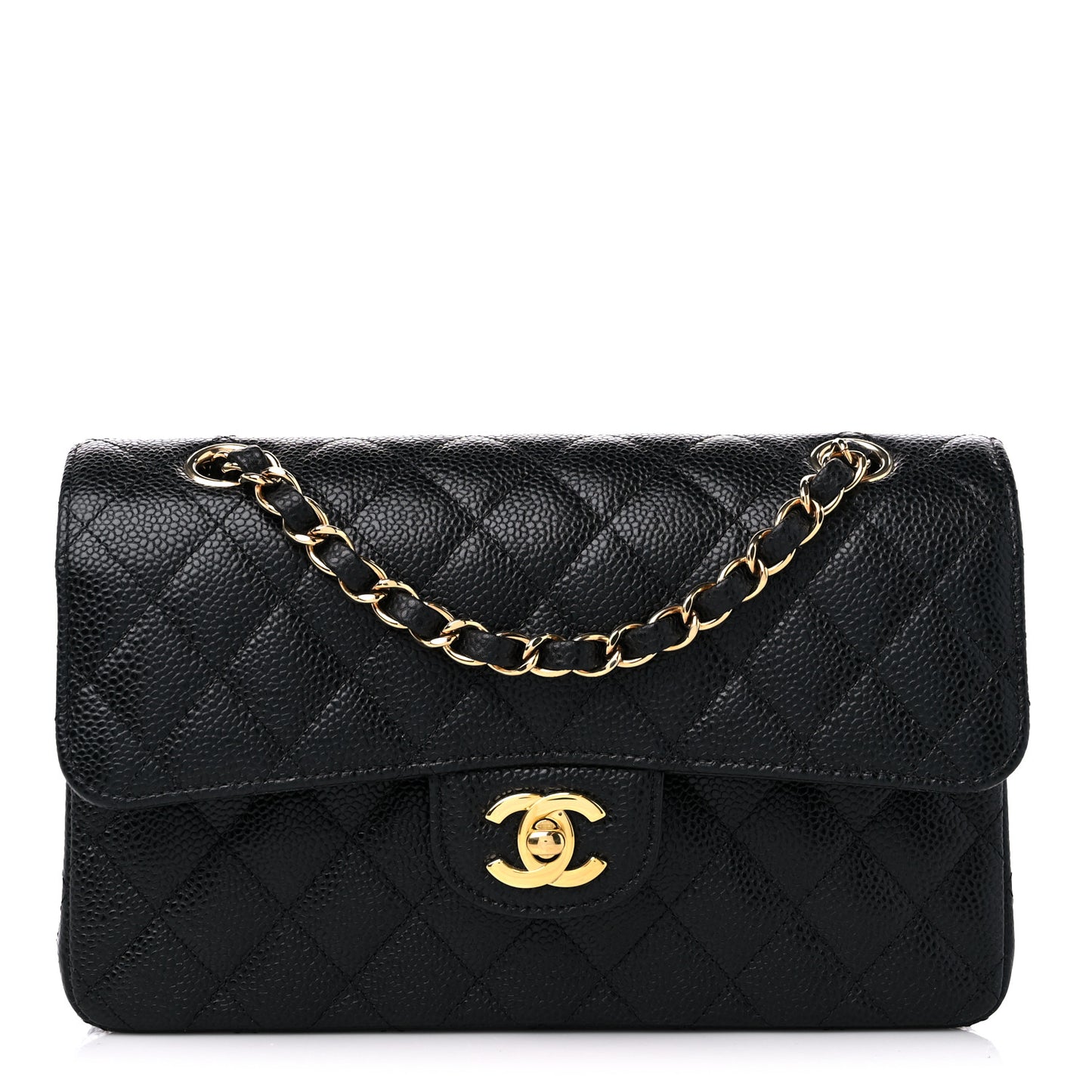 Caviar Quilted Small Double Flap Black