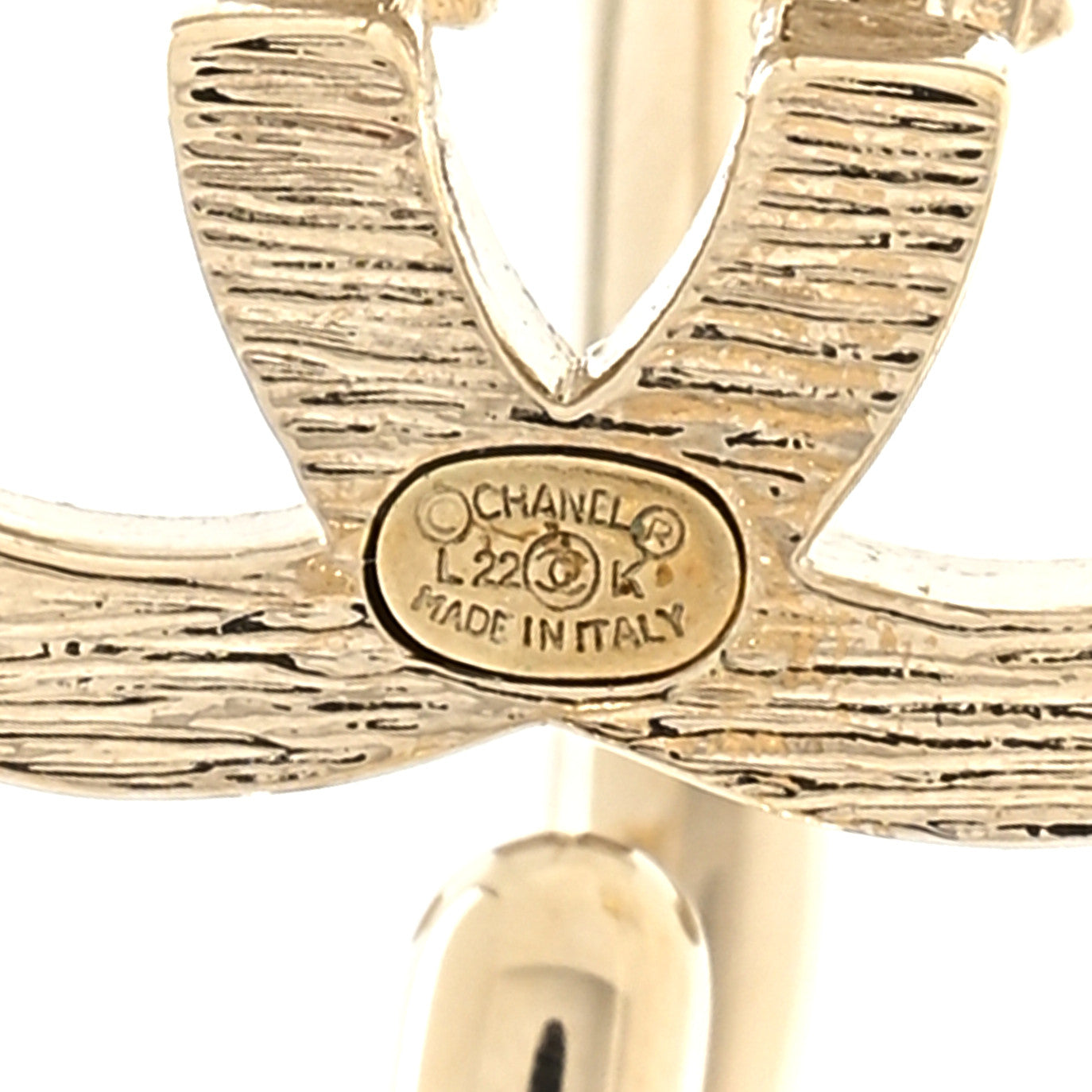 Chanel Crystal CC Hoop Drop Earrings Light Gold 4 of 4