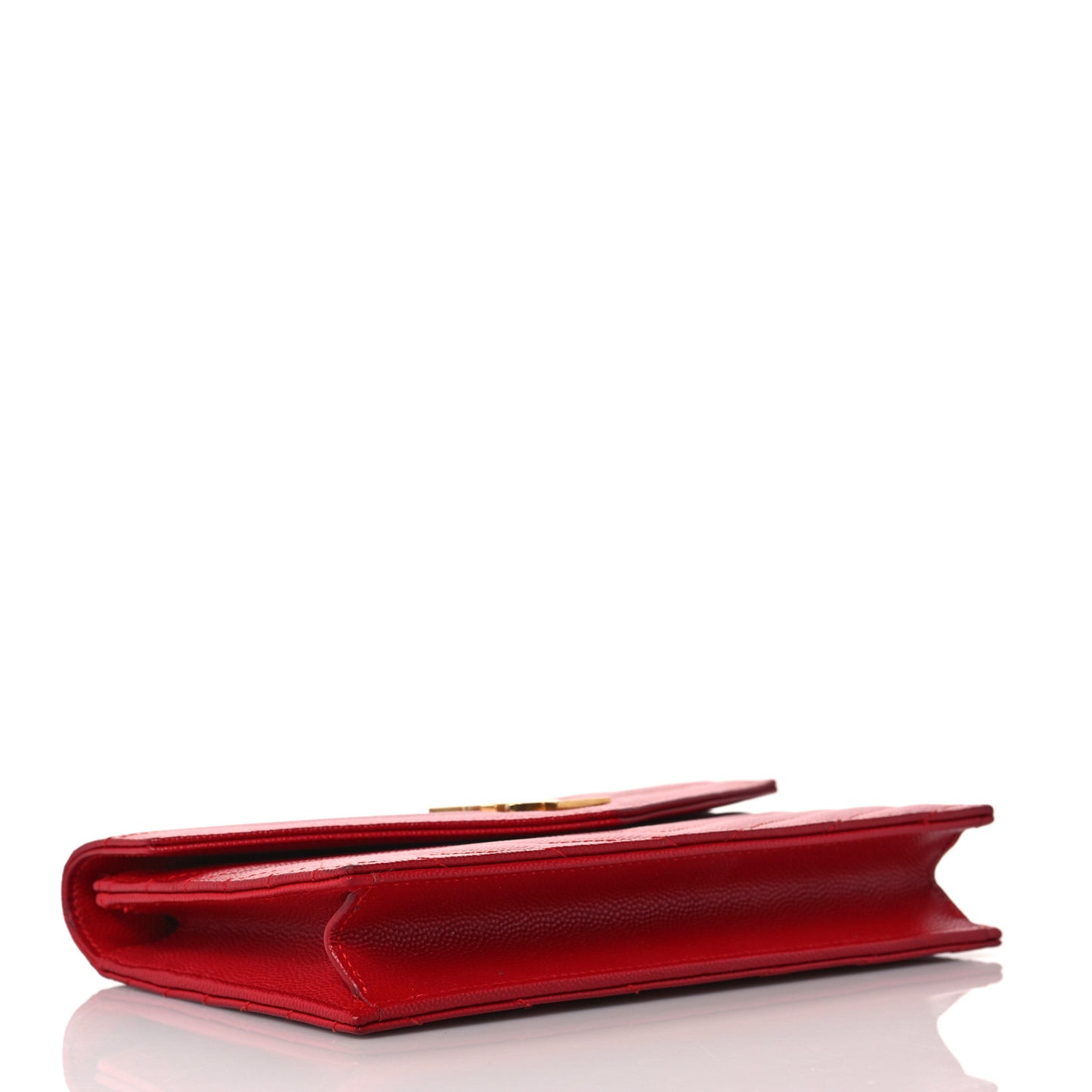 Grain De Poudre Matelasse Chevron Monogram Envelope Chain Wallet New Red