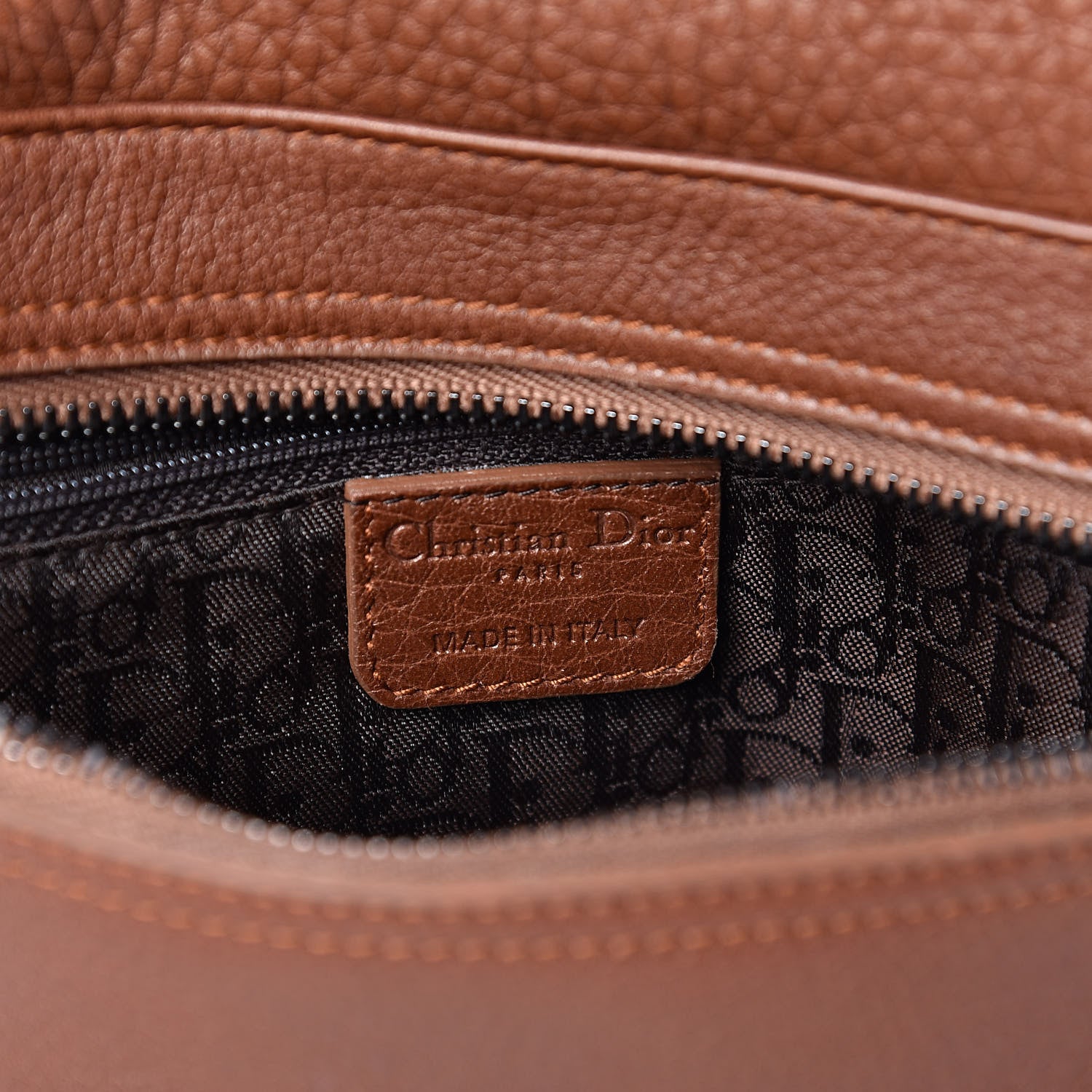 Christian Dior Calfskin Braided Gaucho Double Saddle Bag Brown 7 of 23