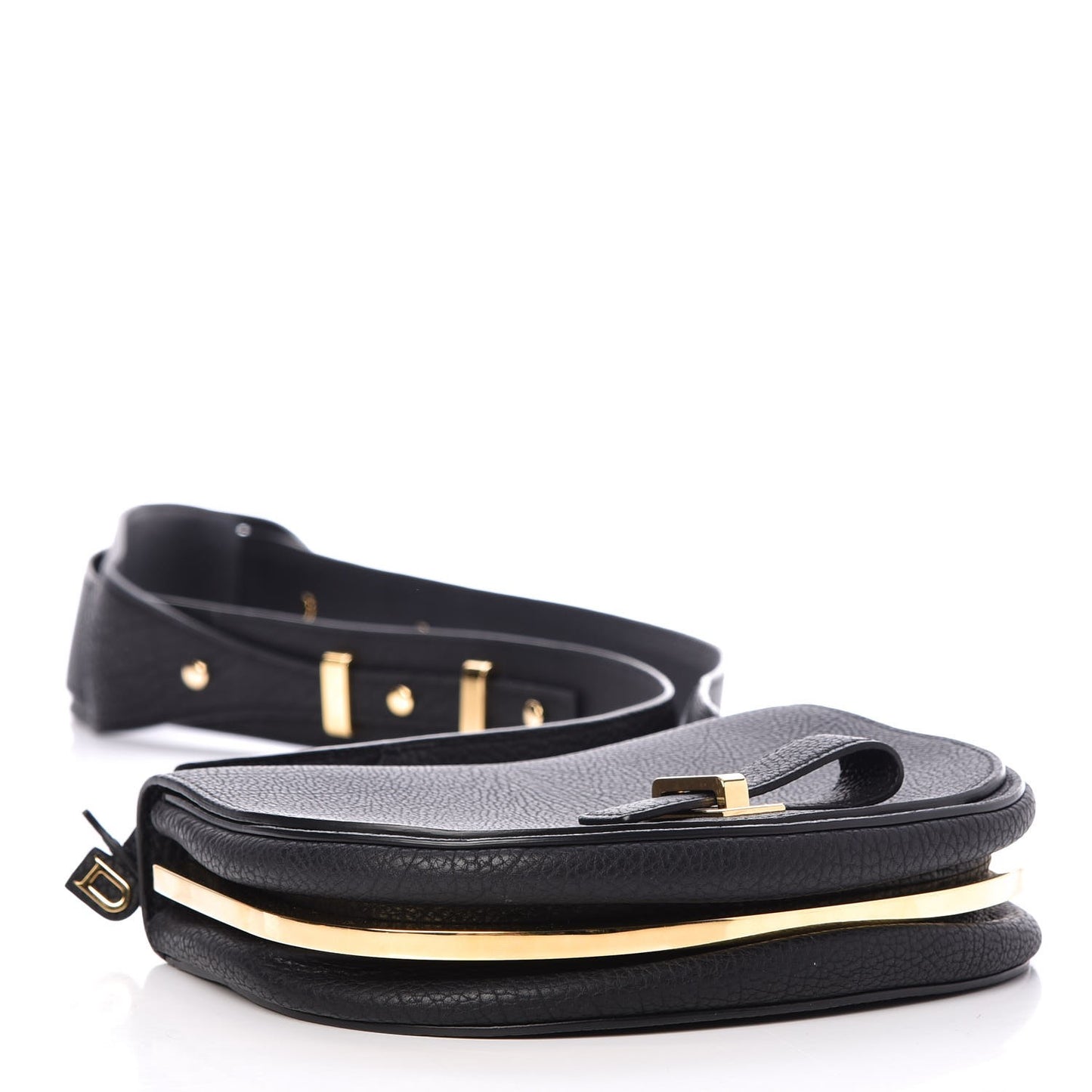 Crispy Calfskin Mini Le Mutin Saddle Bag Black