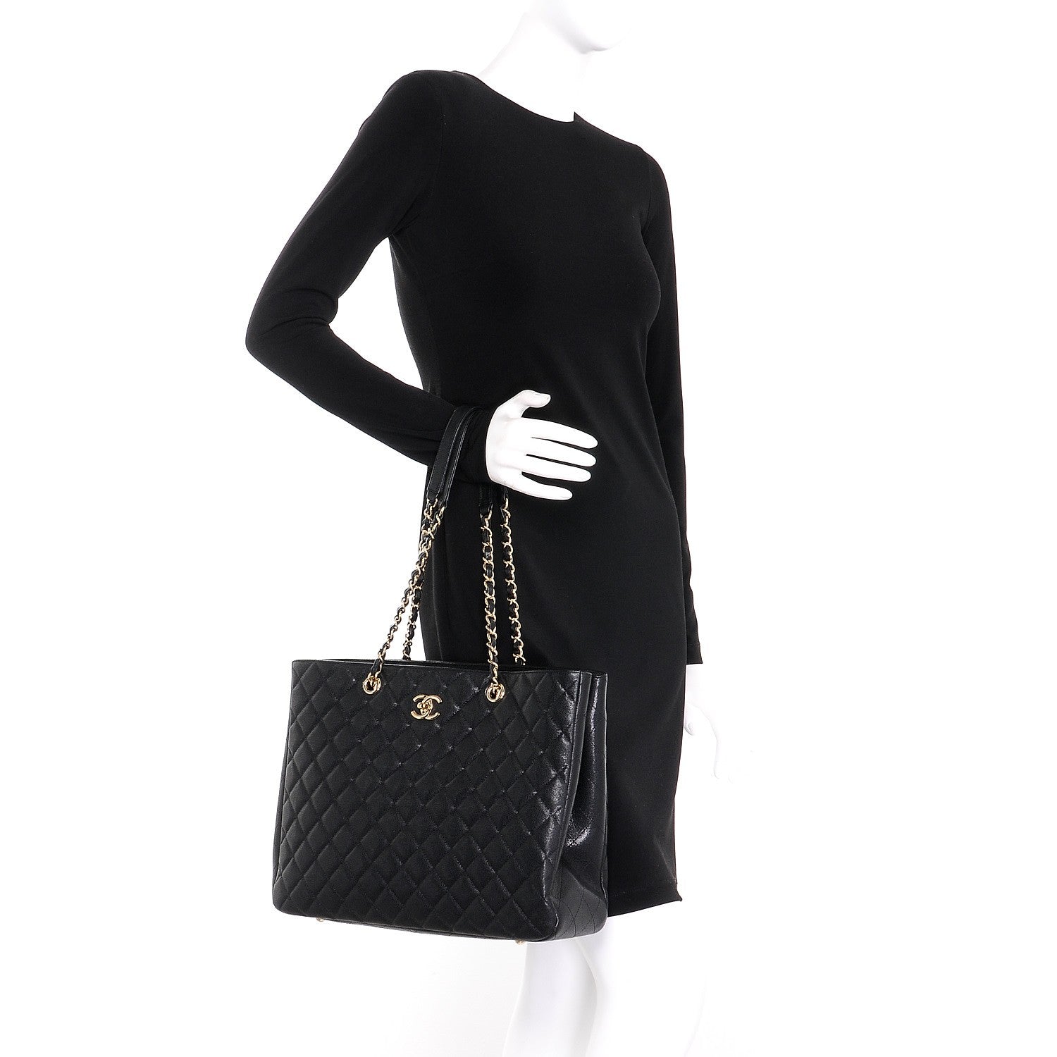 Chanel Caviar Quilted Large Shopping Tote Black 2 of 8