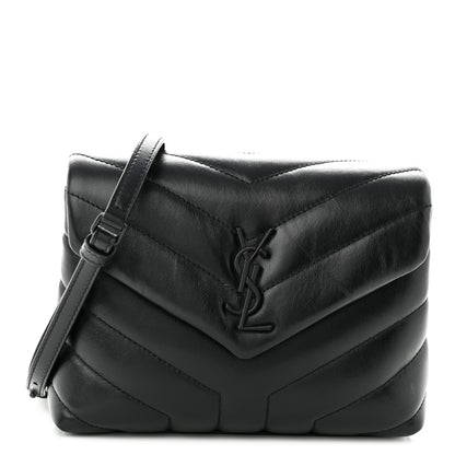 Saint Laurent Calfskin Y Quilted Monogram Monochrome Toy Loulou Crossbody Bag Black 1 of 12
