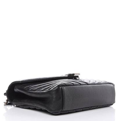 Saint Laurent Sheepskin Matelasse Chevron Monogram Medium College Bag Black 3 of 11