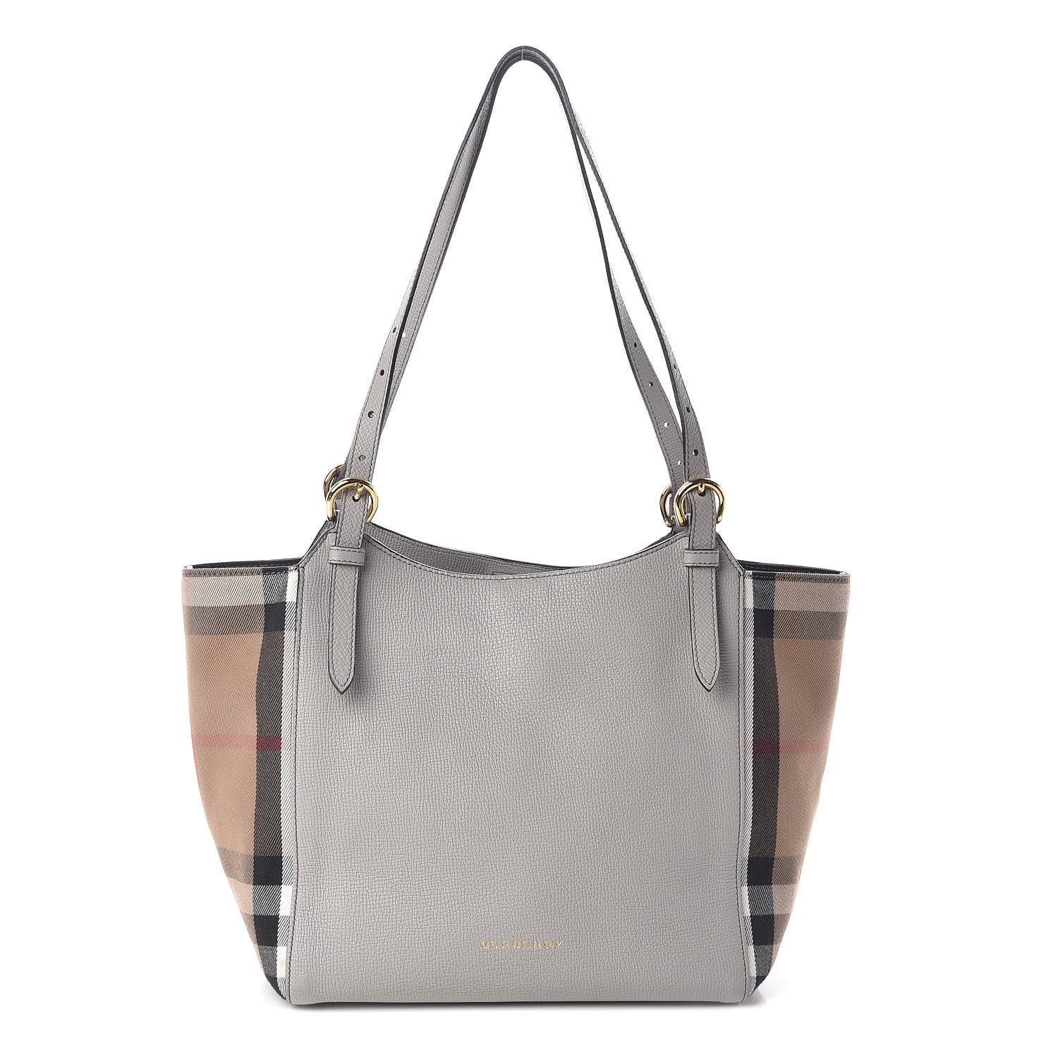 Burberry Grainy Calfskin House Check Small Canterbury Tote Pale Grey 1 of 9