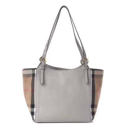 Burberry Grainy Calfskin House Check Small Canterbury Tote Pale Grey 1 of 9