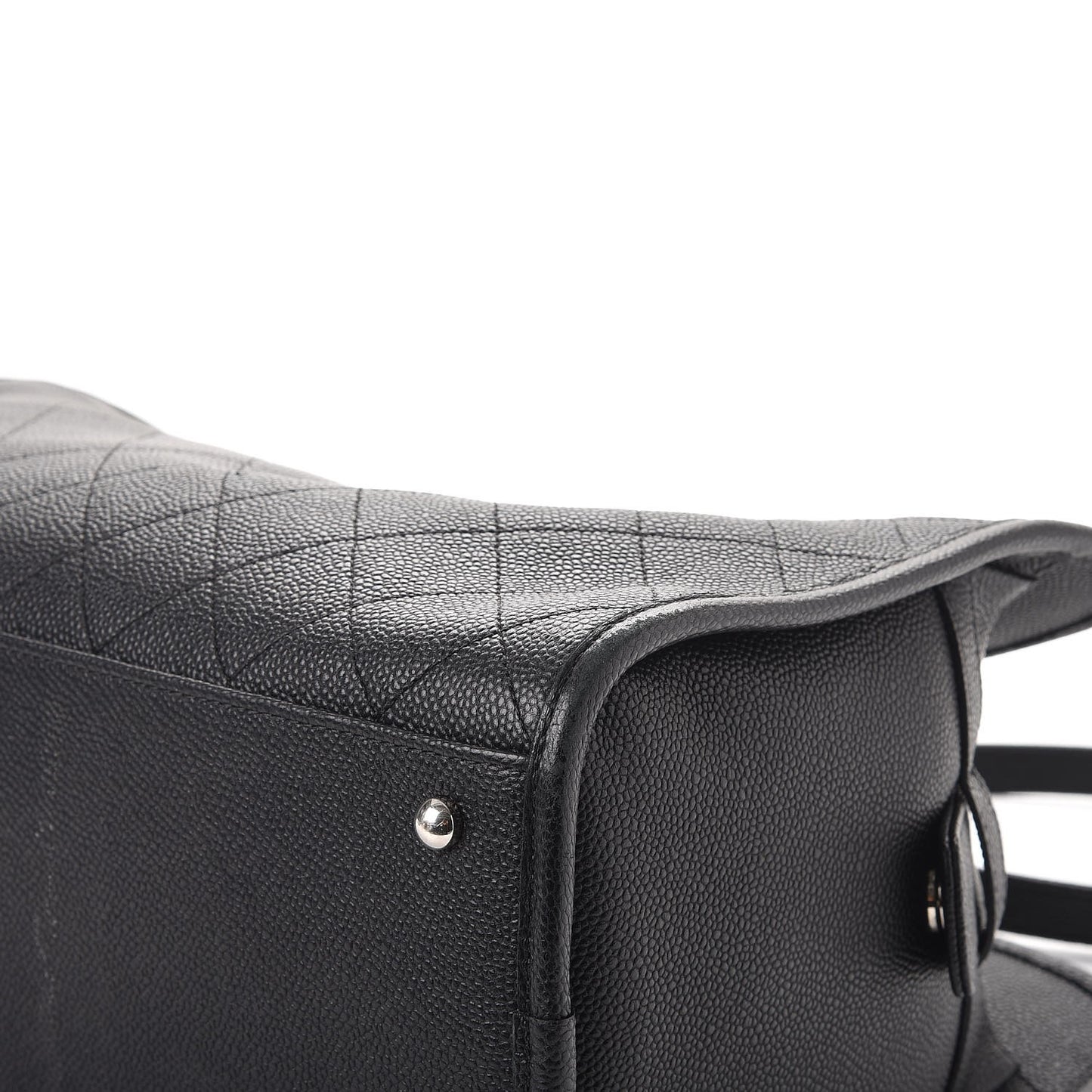Caviar Stitched Shopping Tote Black