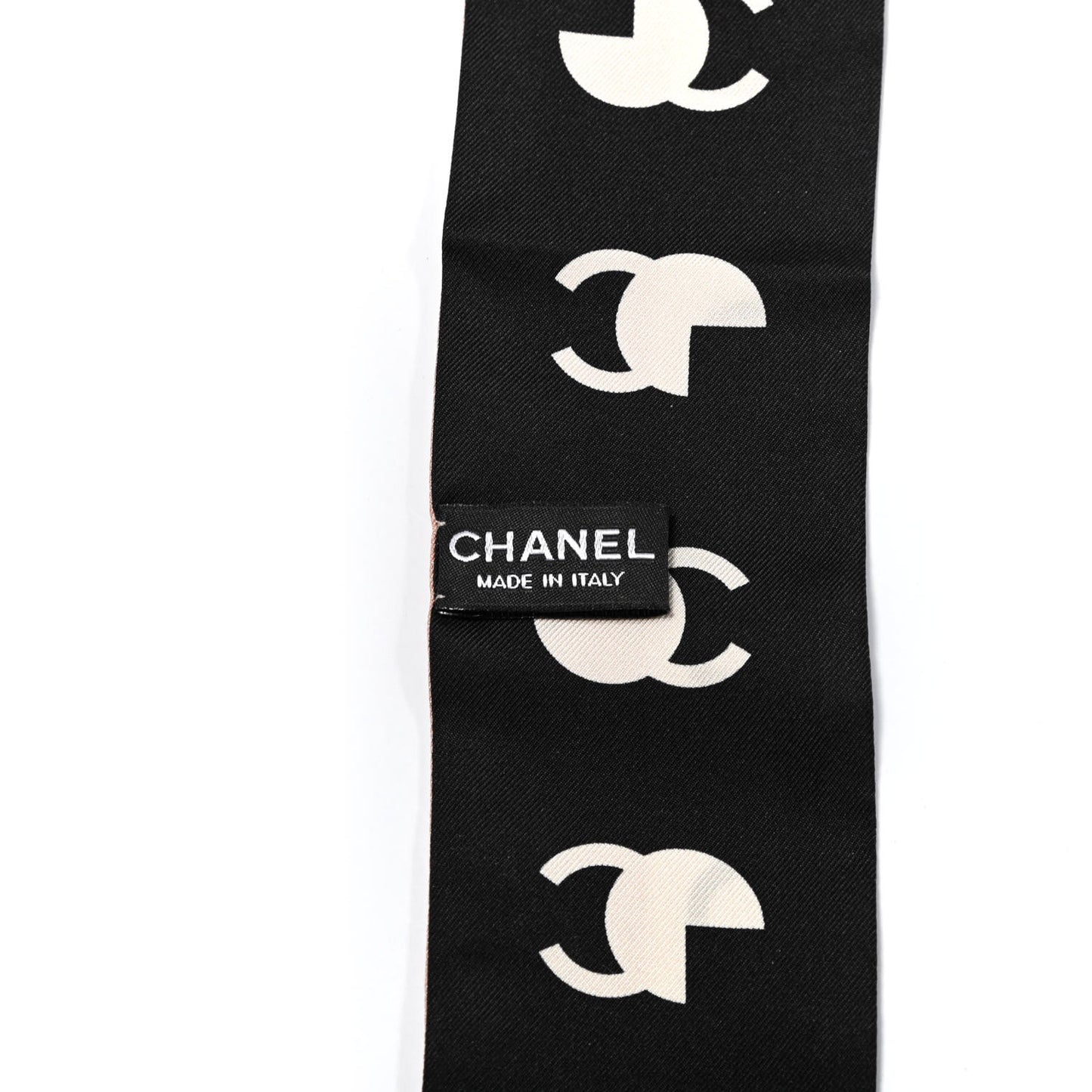 Silk 31 Rue Cambon CC Slim Bandeau Scarf Ecru Pink Black