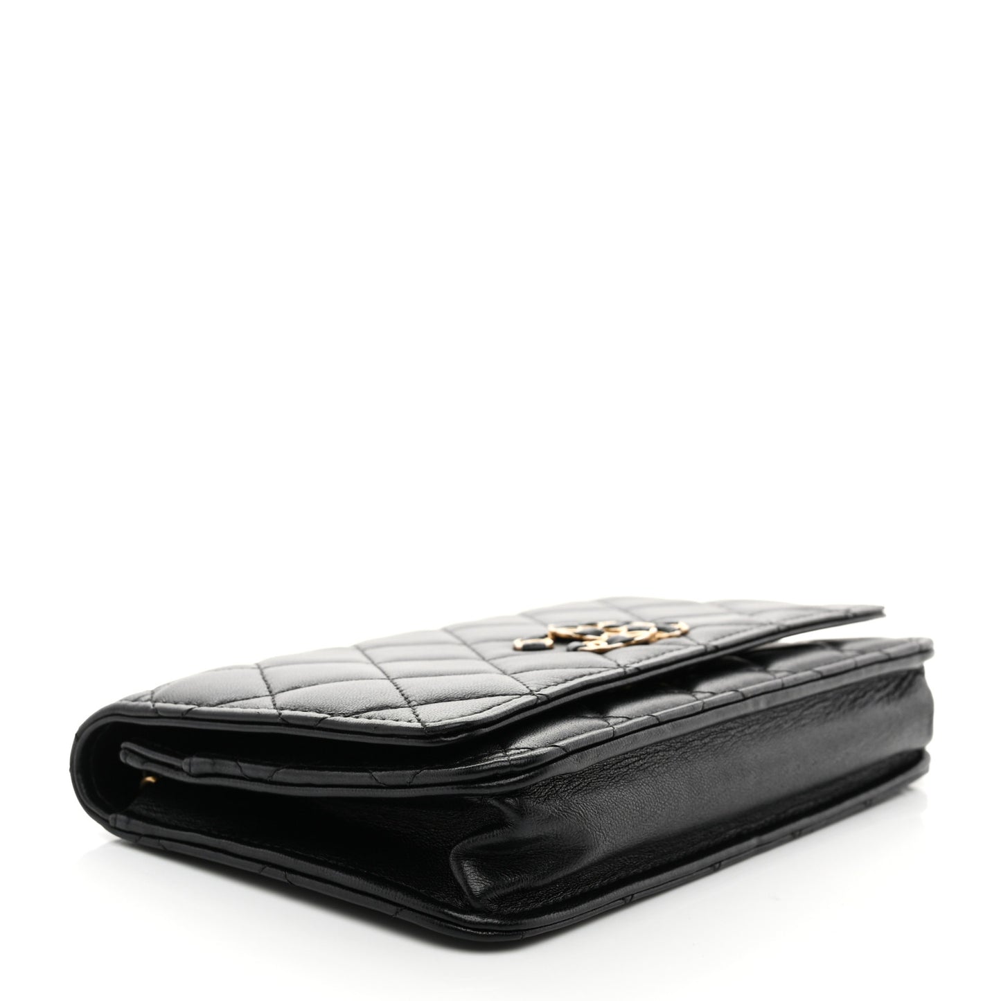 Lambskin Quilted Infinity Wallet On Chain WOC Black