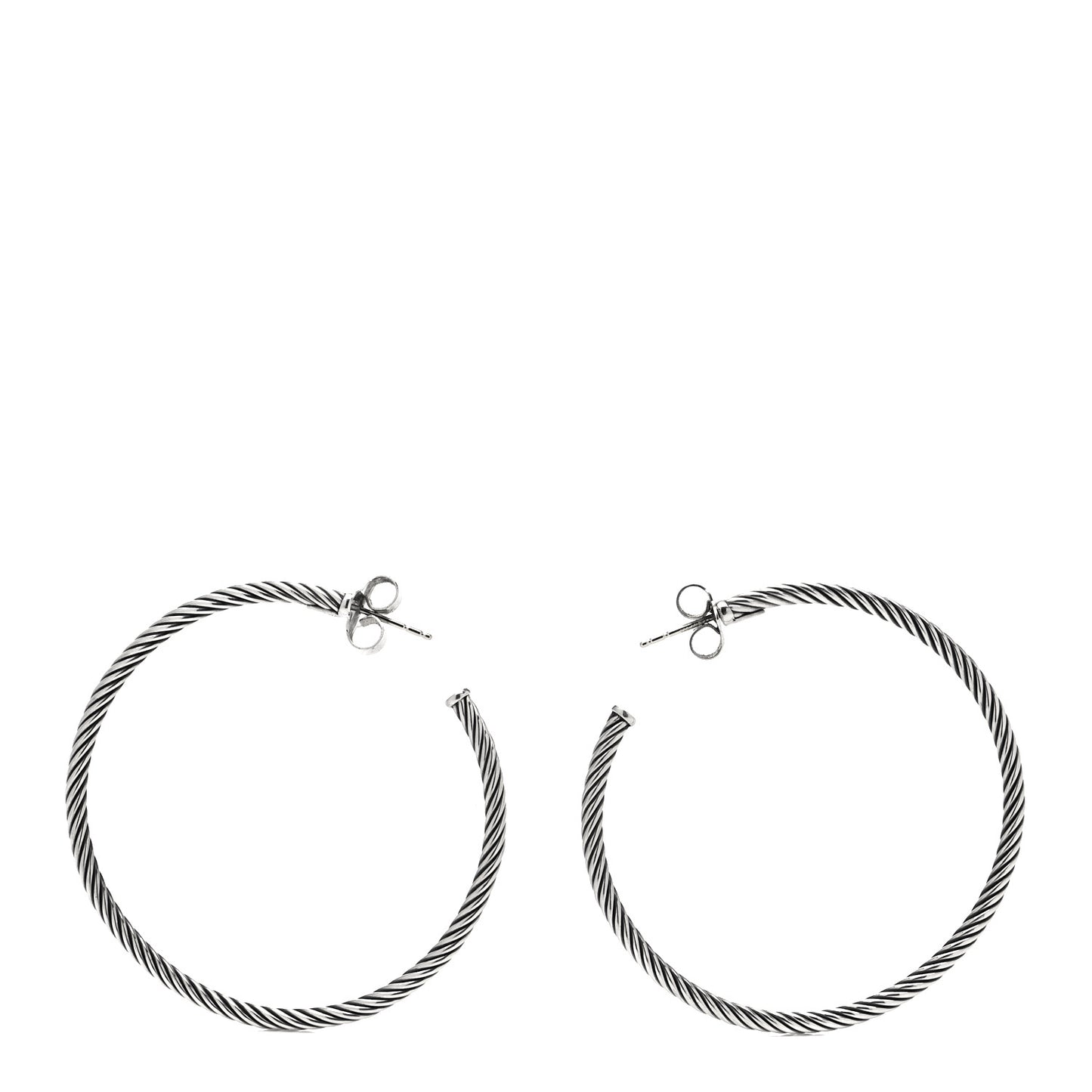 Sterling Silver Large Sculpted Cable Hoop Earrings