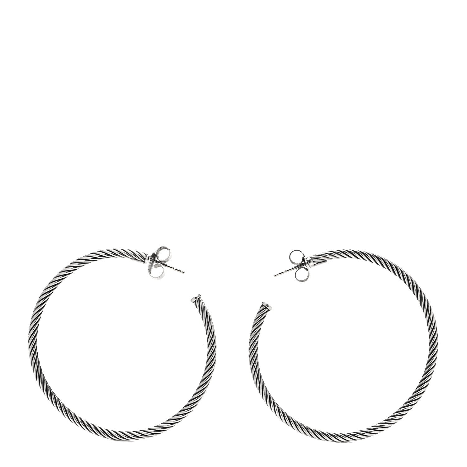 David Yurman Sterling Silver Large Sculpted Cable Hoop Earrings 1 of 3