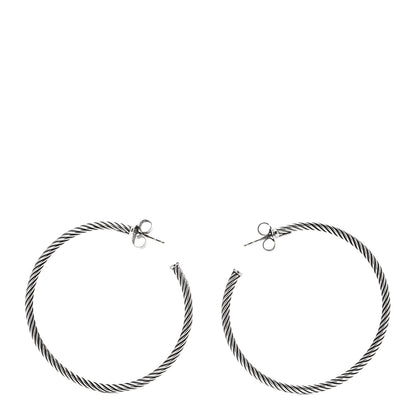 David Yurman Sterling Silver Large Sculpted Cable Hoop Earrings 1 of 3