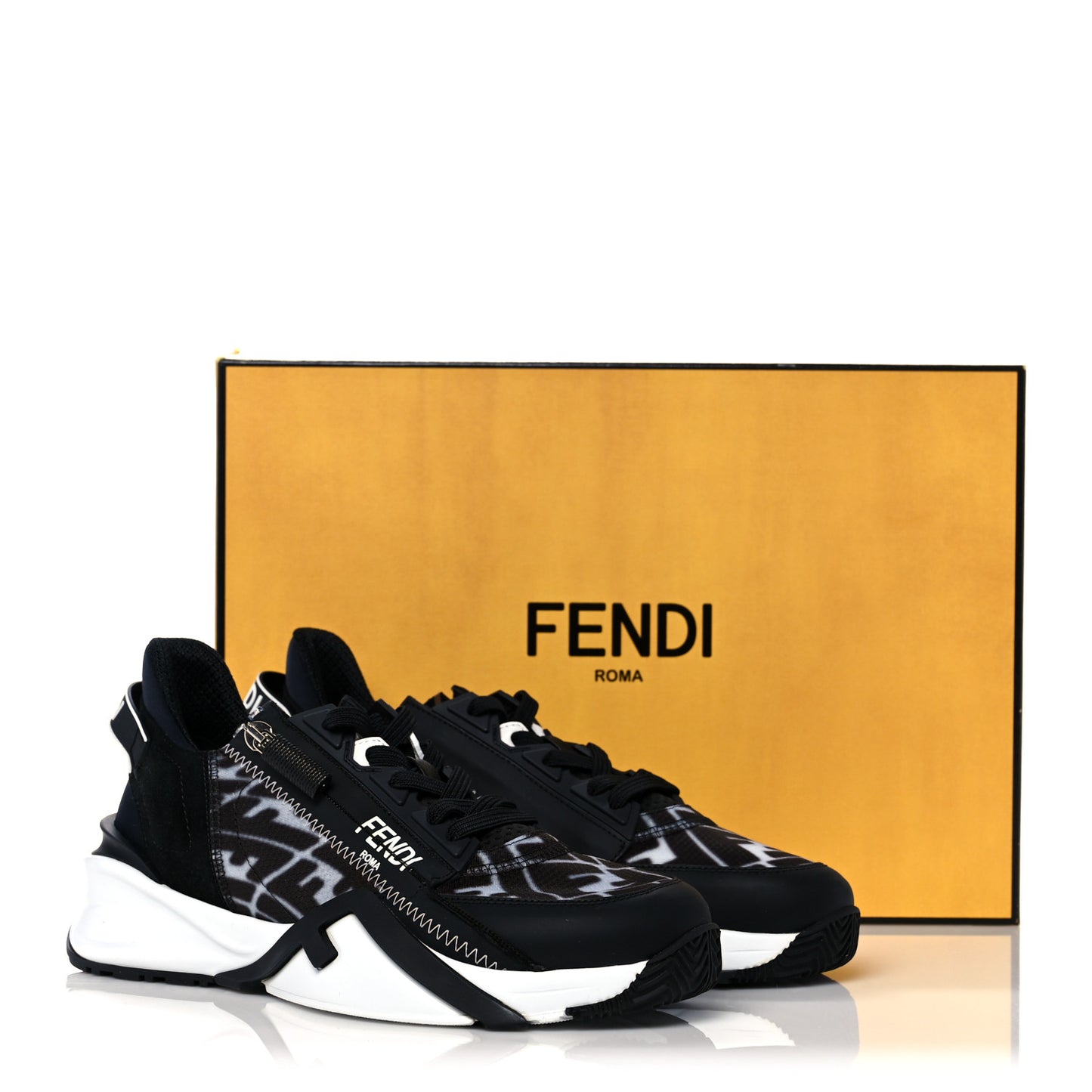 X SARAH COLEMAN Nylon Lycra FF Vertigo Fendi Flow Low Top Sneakers 38 Black