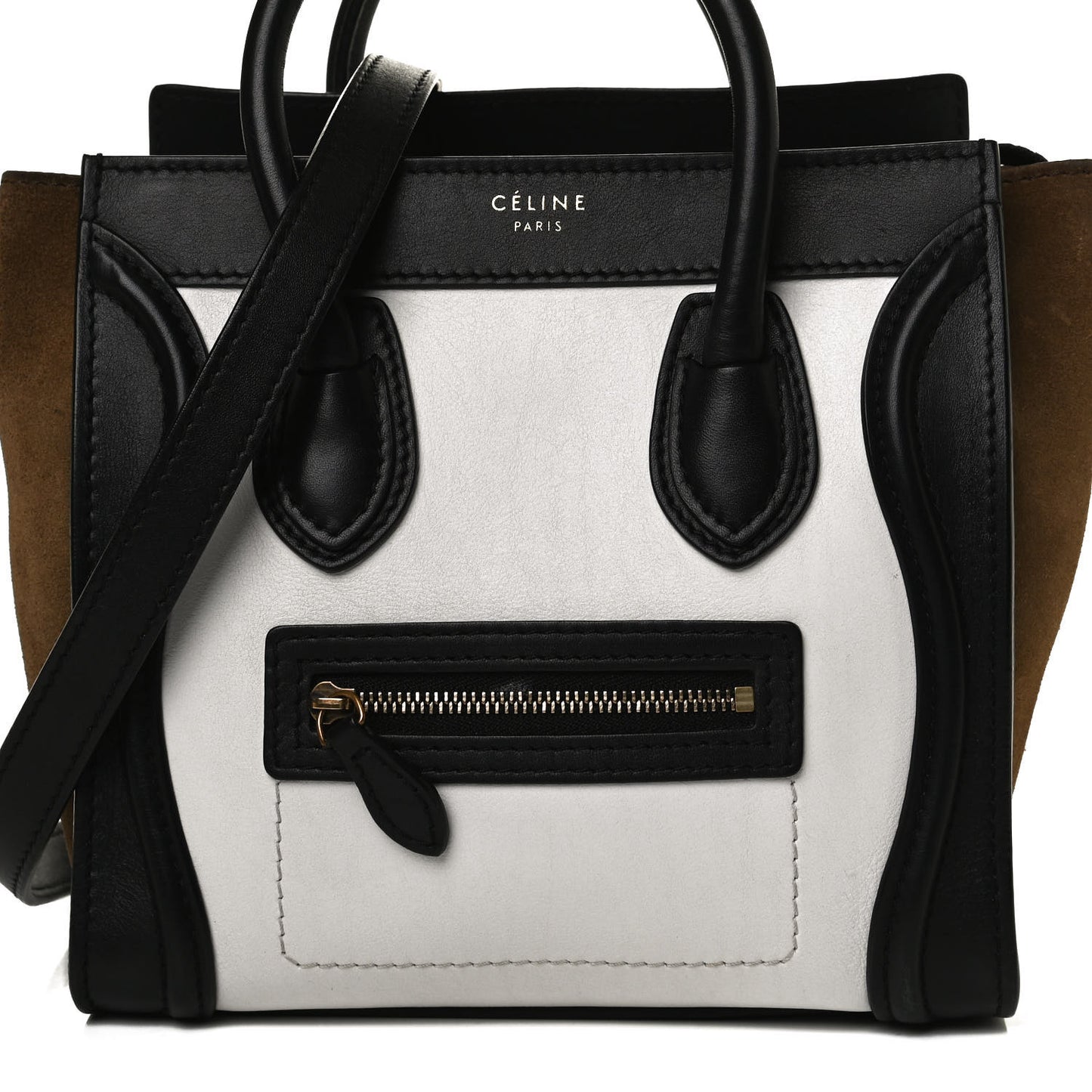 Smooth Calfskin Suede Nano Tri-Color Luggage White