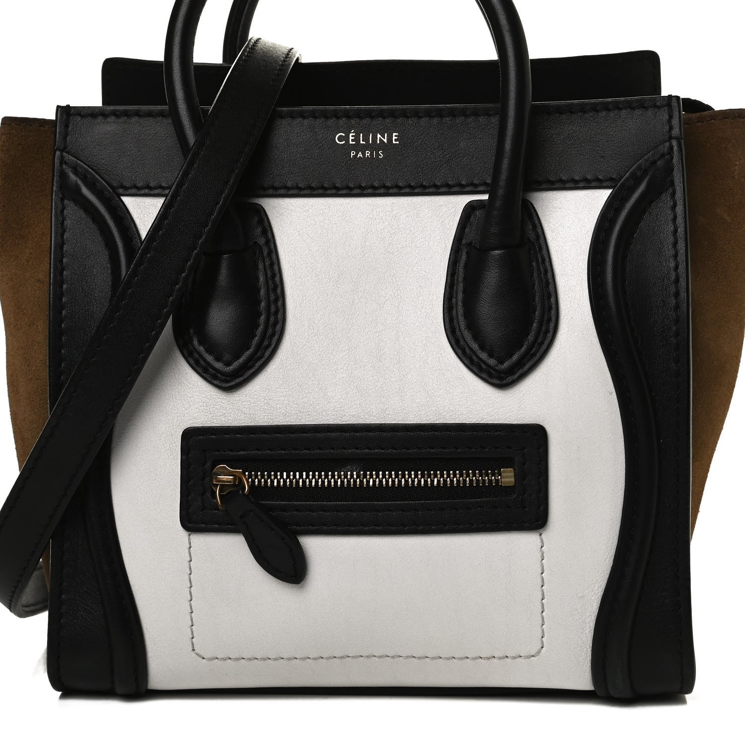 Celine Smooth Calfskin Suede Nano Tri-Color Luggage White 9 of 16