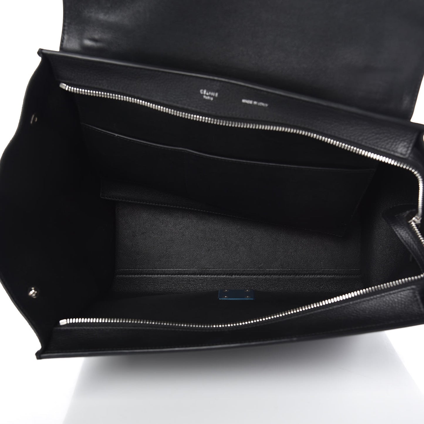 Drummed Calfskin Suede Medium Trapeze Black