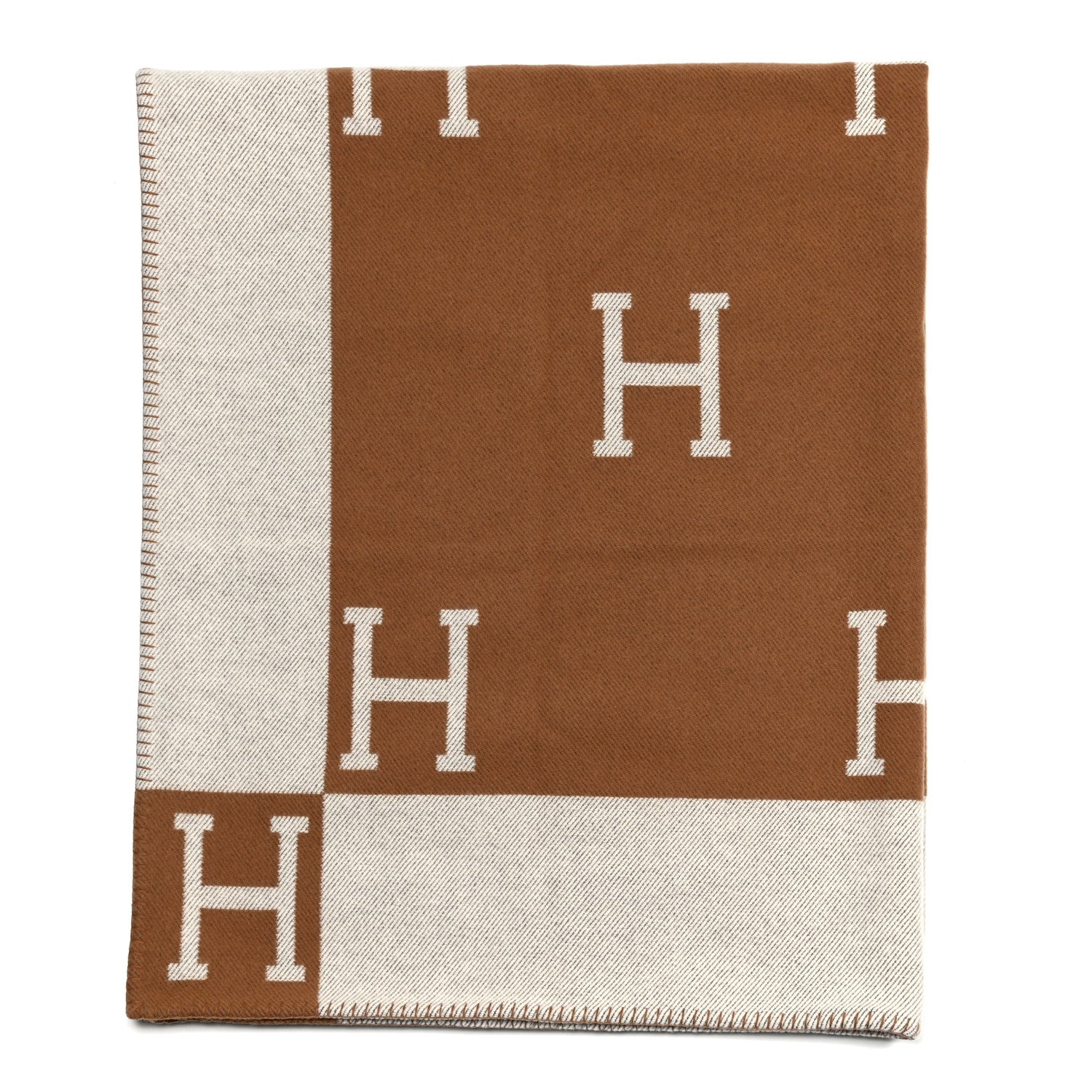Hermes Wool Cashmere Avalon Blanket Ecru Camel 3 of 4