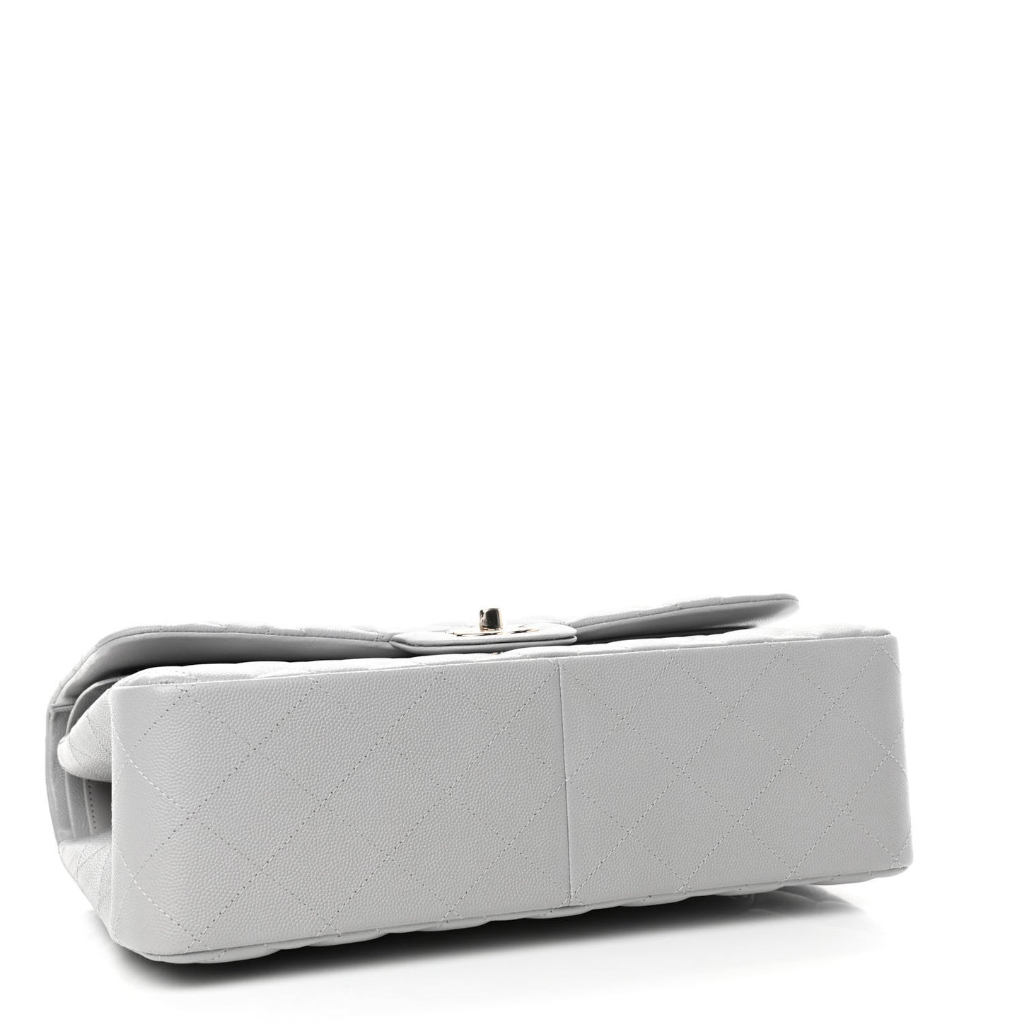 Caviar Quilted Jumbo Double Flap Grey